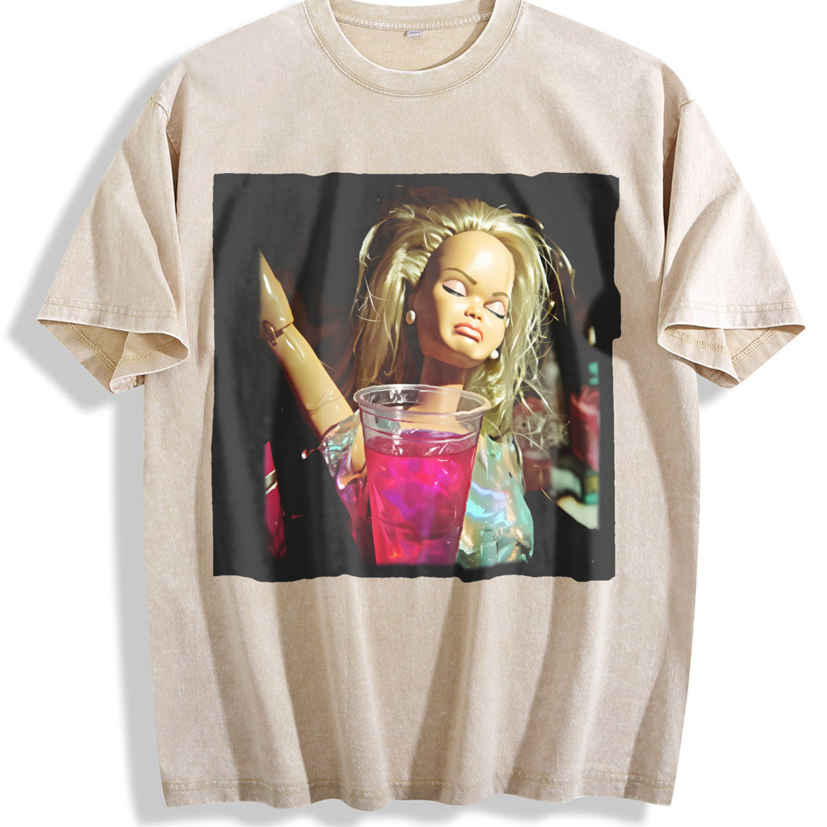 Chic Vintage Washed T-Shirt - Beige