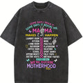 Casual Washed T - Shirt for Moms: Fun Typography and Cool Graphics Highlighting the Multifaceted Life of Motherhood