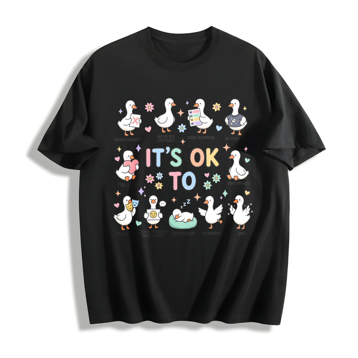 It's Ok To Be Different Cotton T-Shirt - Black