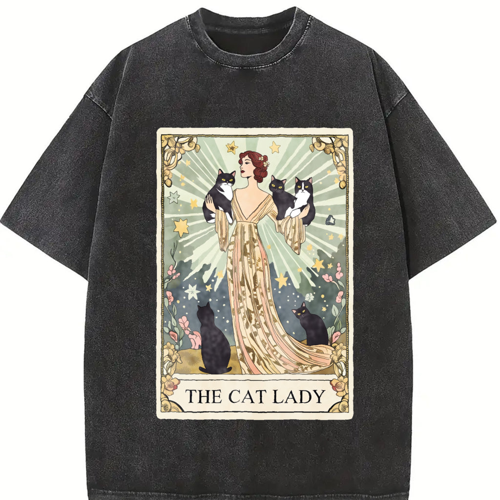 Comfort Colors Cat Lady Tarot Card Shirt, Cat Lover Tshirt, Witchy Cat Lady Tee, Cat Mom Gift, Funny Cat Mama Mothers Day Gift Summer