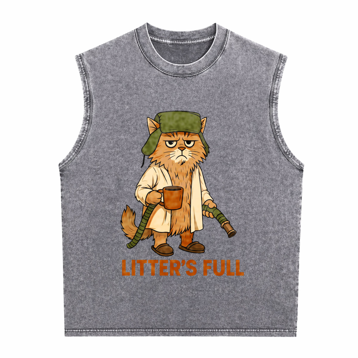 Full Funny Cat Lovers Christmas Xmas Men's Washed Tank Top - product view