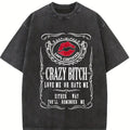 Cotton Short Sleeve Women's Funny Graphic Tees Crazy Bitch Shirt Short Sleeve TShirt Casual T-shirt for Men Women