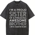Vintage Style Unisex Hoodie – Proud Sister and Awesome Brother Funny Round Neck Sweatshirt