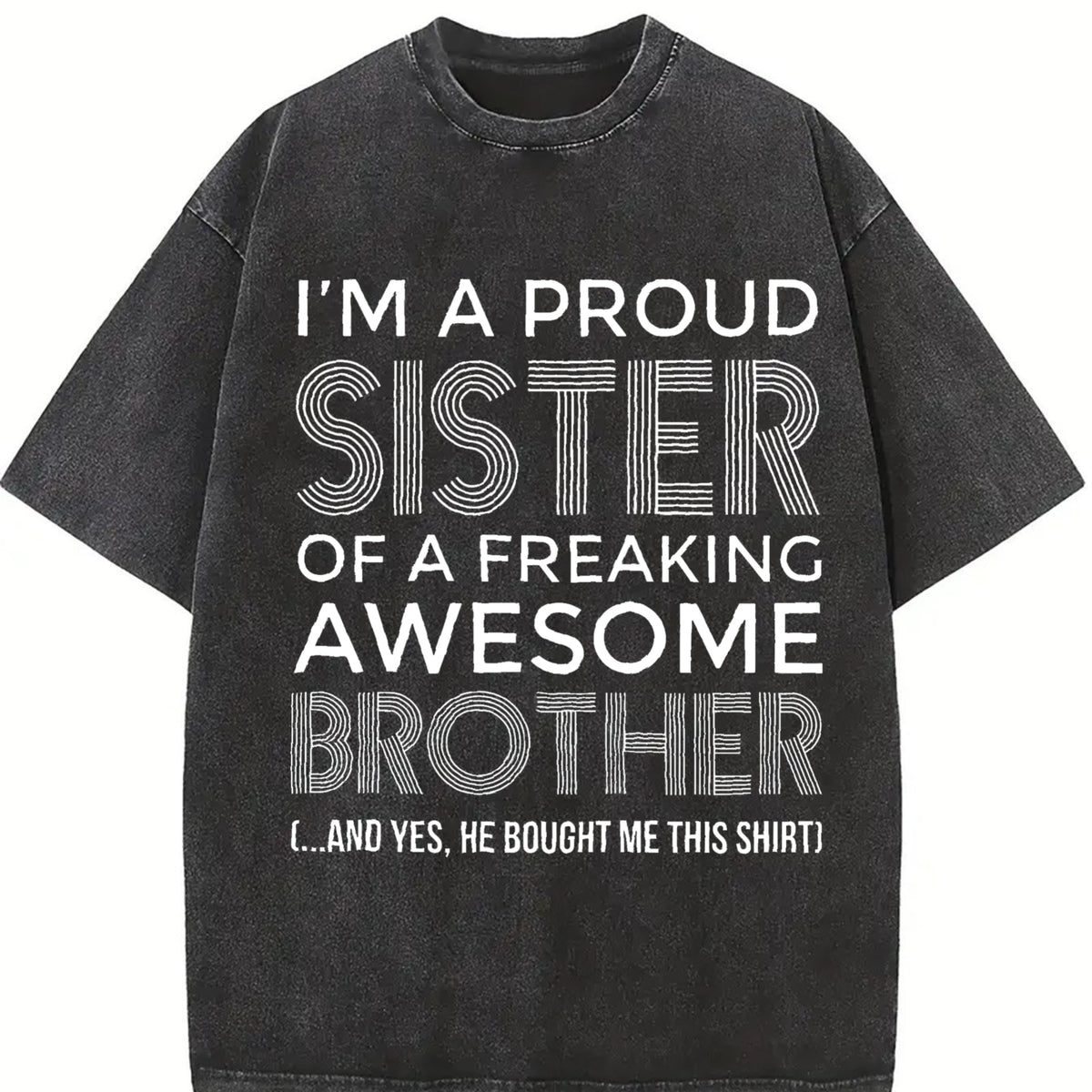 Vintage Style Unisex Hoodie – Proud Sister and Awesome Brother Funny Round Neck Sweatshirt