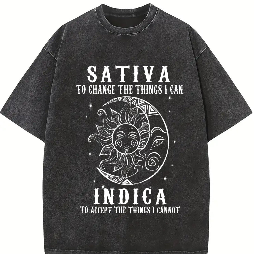 100% Cotton Unisex Sativa To Change The Things I Can Indica Cannabis Weed T-Shirt Casual Top