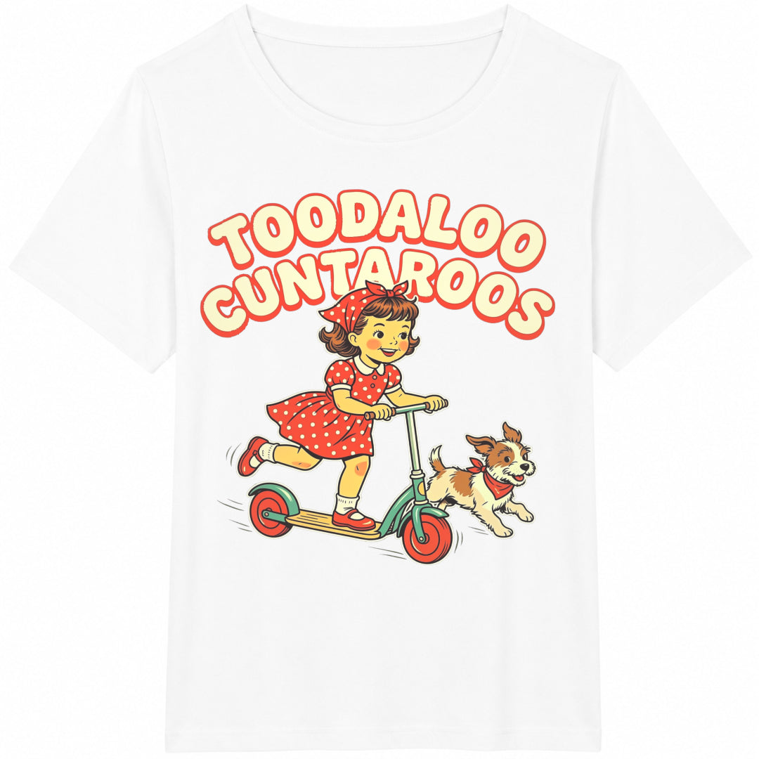 Black Toodaloo Cuntaroos Funny Scooter Girl Spring Summer Cotton T-Shirt - product view