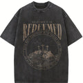 valentine shirts REDEEMED Men's 100% Cotton 220gsm Short Sleeve T-Shirt - Double-Sided Retro Street Print, Machine Washable Round Neck Summer Casual Top, H-Fit Christian Faith Design with Cross & Scripture (Romans 3:23), Faithbased Apparel | Soft Texture
