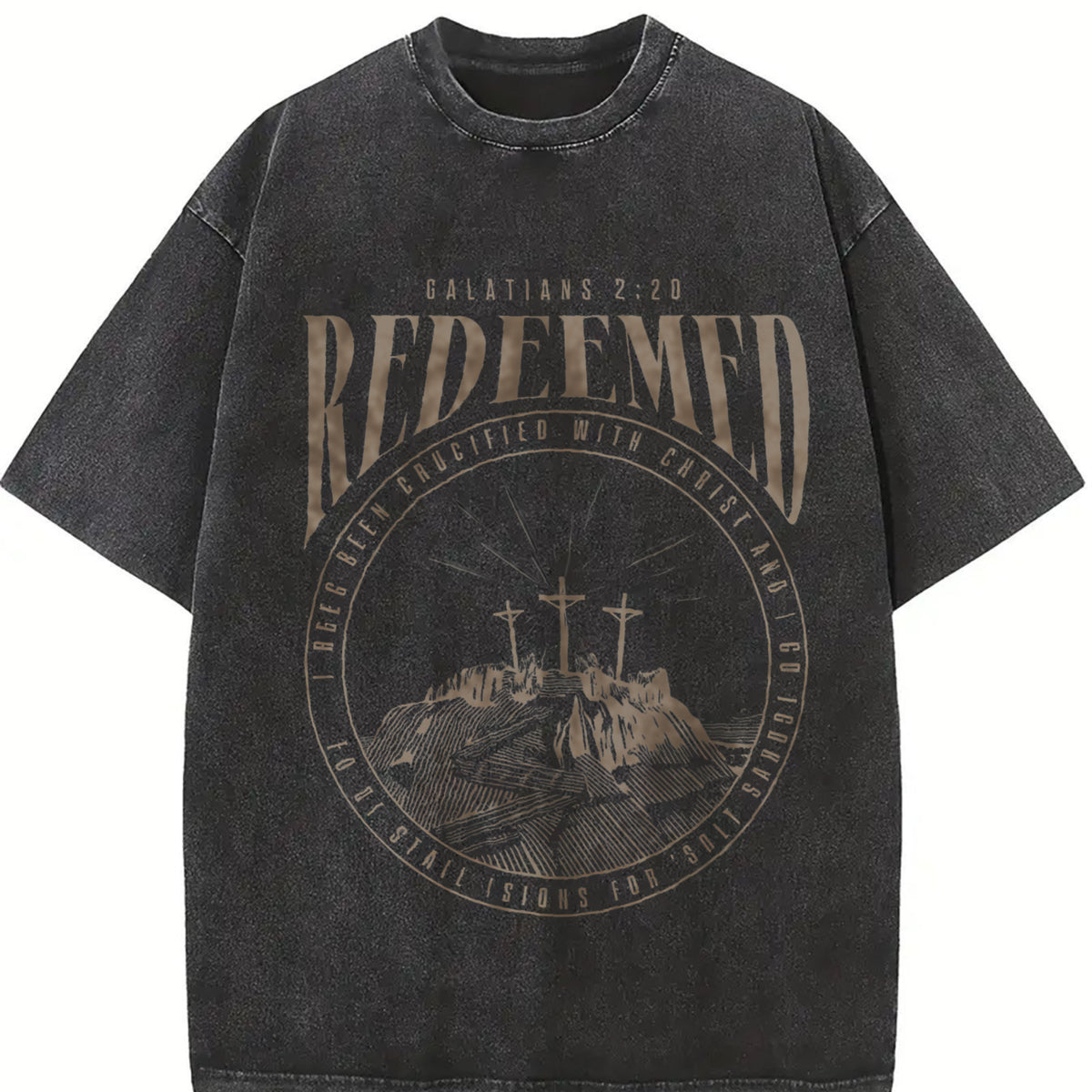 valentine shirts REDEEMED Men's 100% Cotton 220gsm Short Sleeve T-Shirt - Double-Sided Retro Street Print, Machine Washable Round Neck Summer Casual Top, H-Fit Christian Faith Design with Cross & Scripture (Romans 3:23), Faithbased Apparel | Soft Texture