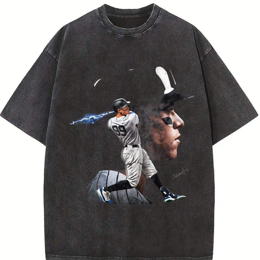 Aaron New York Custom Comic Style Baseball Custom Graphic T-Shirt Crewneck Cotton Menswear Top
