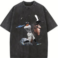 Aaron New York Custom Comic Style Baseball Custom Graphic T-Shirt Crewneck Cotton Menswear Top