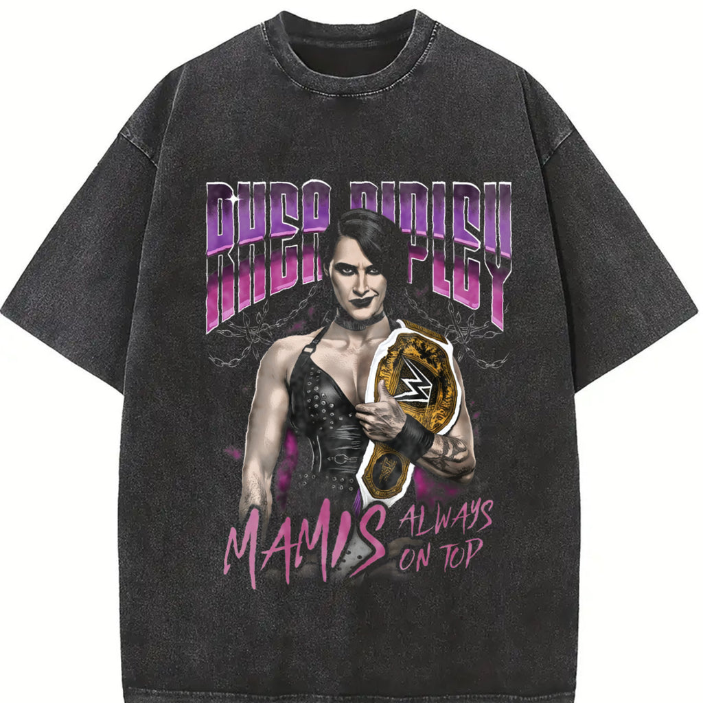 WWE "Rhea Ripley" Wash T-Shirt | Vintage Graphic Design | Iconic Wrestling Print | Classic Fan Apparel Cotton Fabric men clothing Hoodie Kangaroo 90s graphic tees Menswear Soft Top Oversized