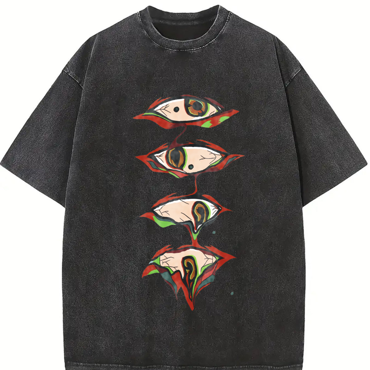 valentine shirts Couple Vintage Washed Printed T Shirt Eye Pattern Embroidery Crew Neck Short Sleeve Loose Fit Straight Hem Graphic Design
