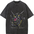 "Rayquaza" Vintage Unisex Oversize Anime Manga Acid Washed Heavyweight Cotton T-shirt, graphic tee,anime lover , outfits men Clothes Menswear