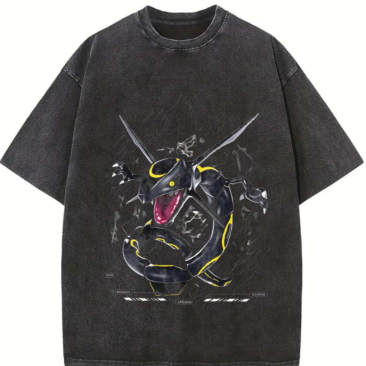 "Rayquaza" Vintage Unisex Oversize Anime Manga Acid Washed Heavyweight Cotton T-shirt, graphic tee,anime lover , outfits men Clothes Menswear
