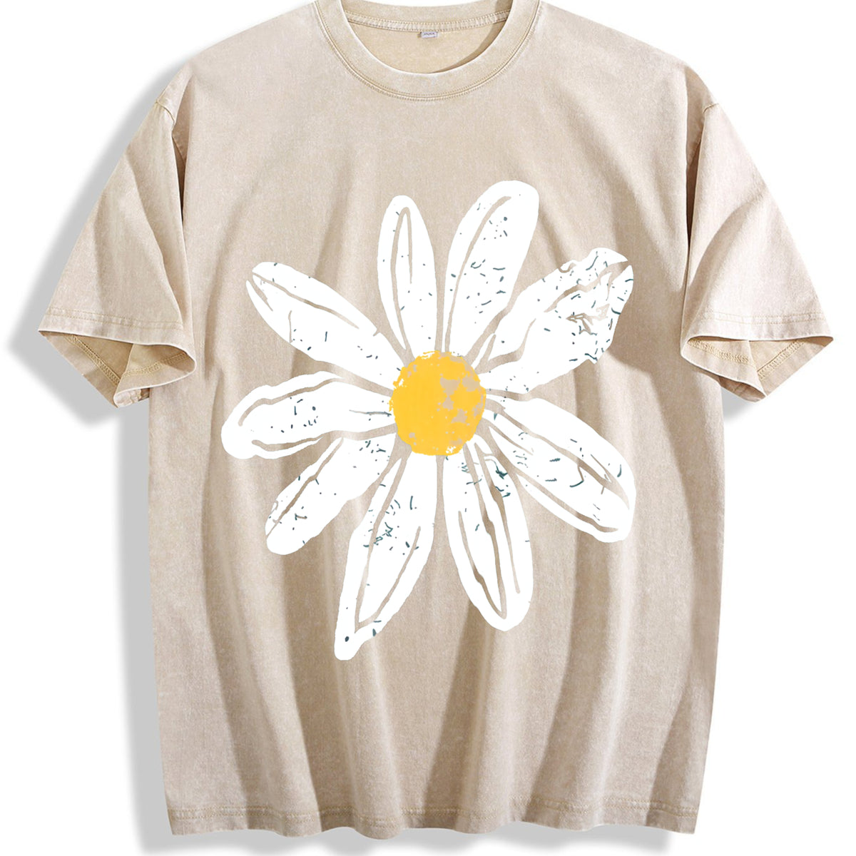 Daisy Vintage Washed T-Shirt - Beige