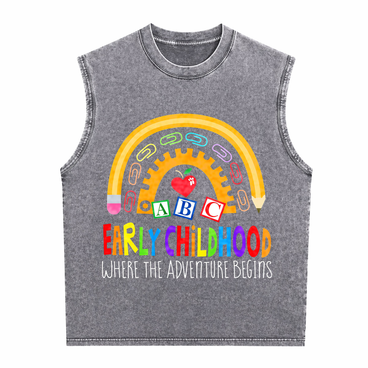 Early Childhood Teachers Men's Washed Tank Top - product view