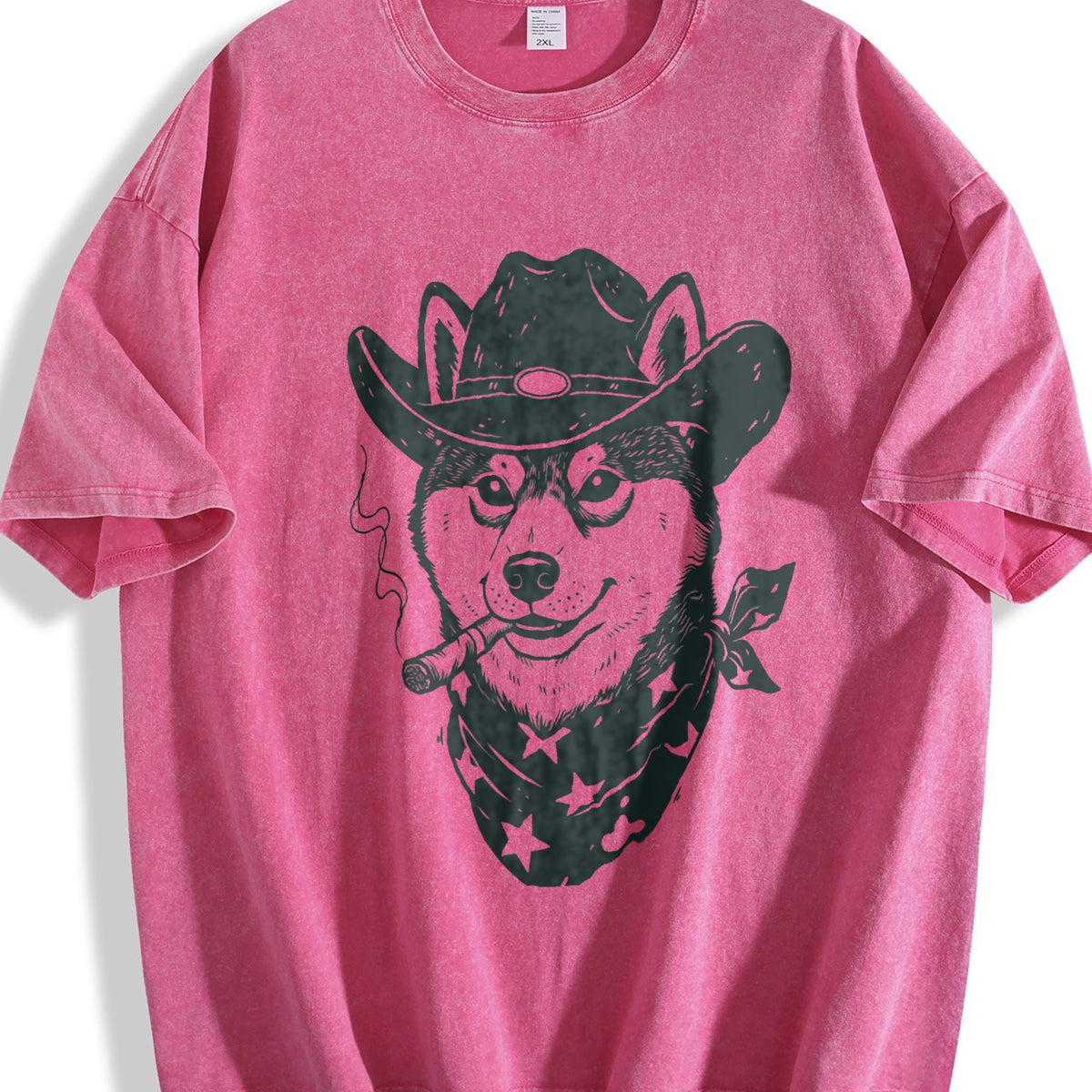 Smoking Cowboy Shiba Inu Vintage Washed T-Shirt - product view