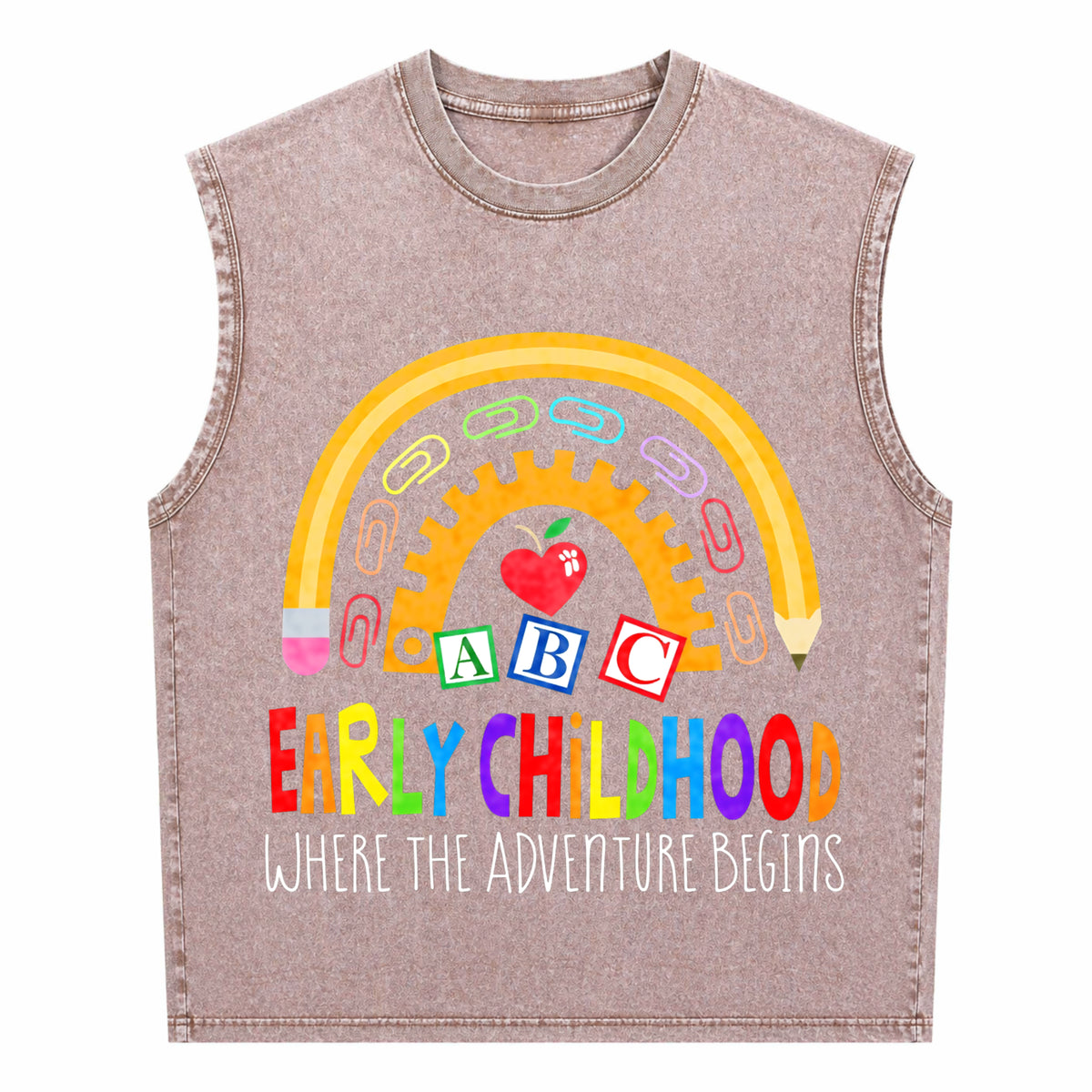 Early Childhood Teachers Men's Washed Tank Top - product view