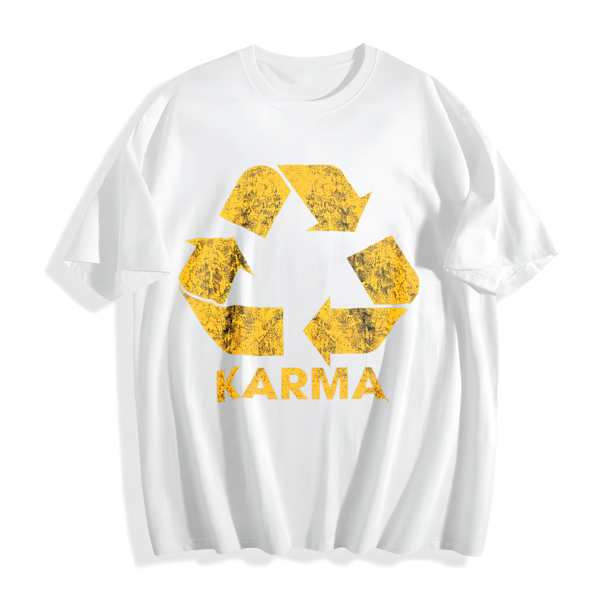 Karma Recycler Funny Motivational Positivity Universe Novelty Cotton T-Shirt - product view