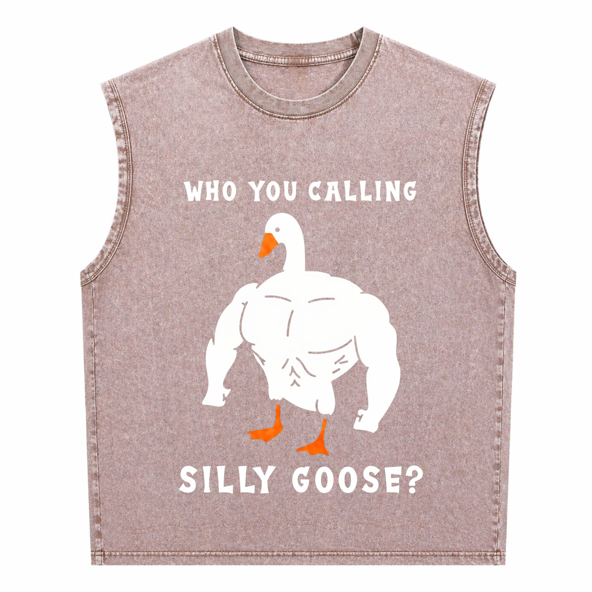 Silly Goose Funny Gym Meme Men's Washed Tank Top - product view