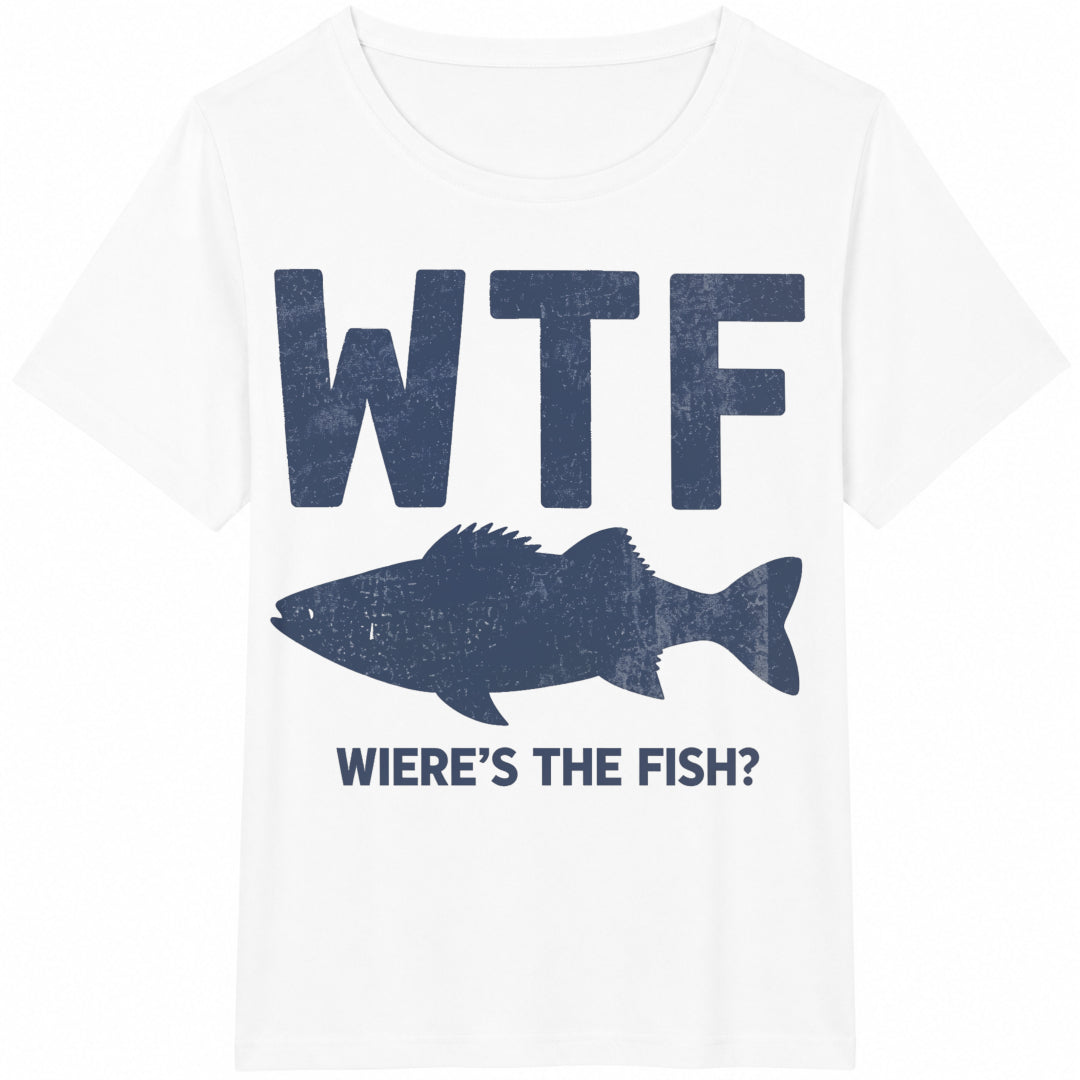 Funny Fishing : WTF Where's The Fish Cotton T-Shirt - product view