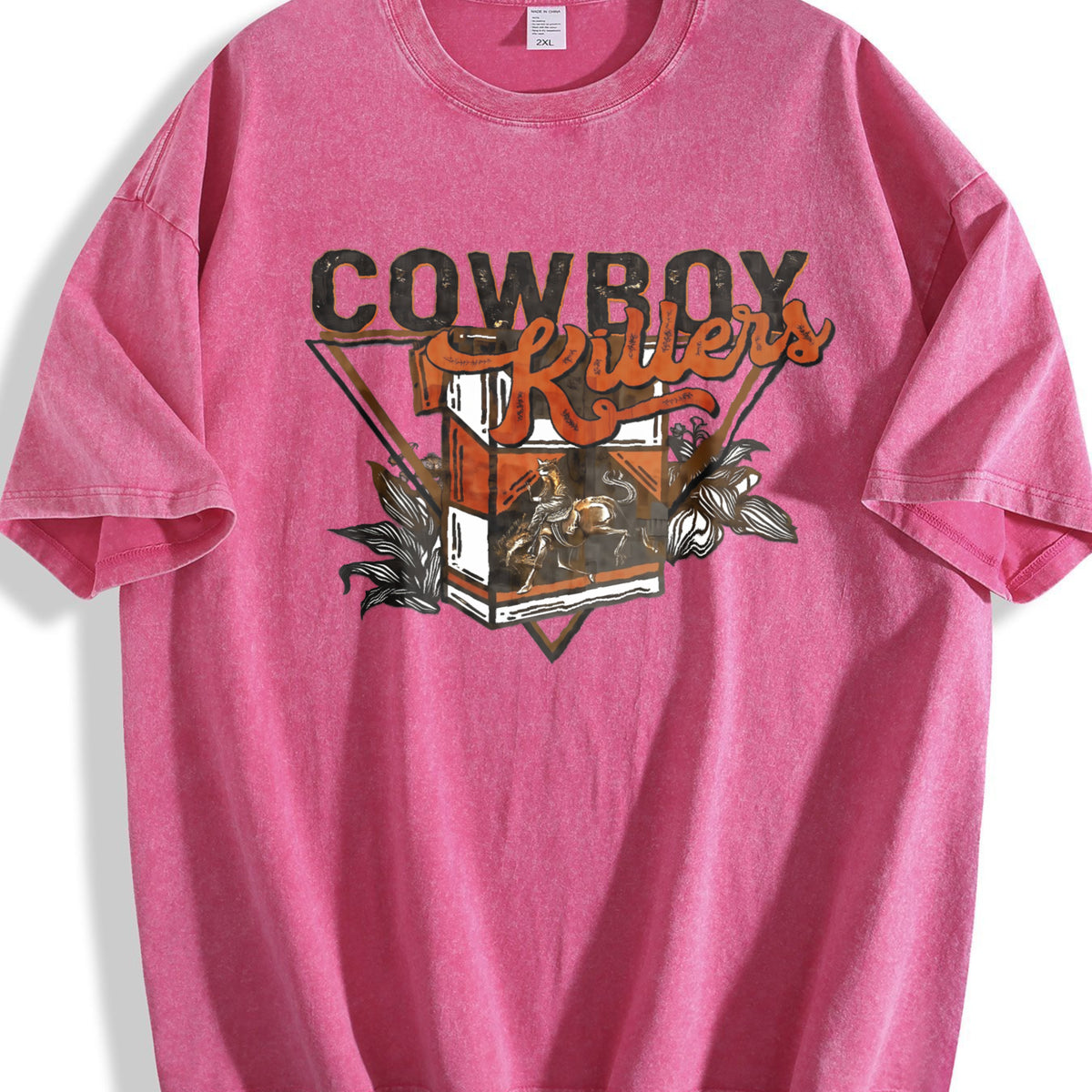 Front Back Western Cowboy Vintage Washed T-Shirt - product view