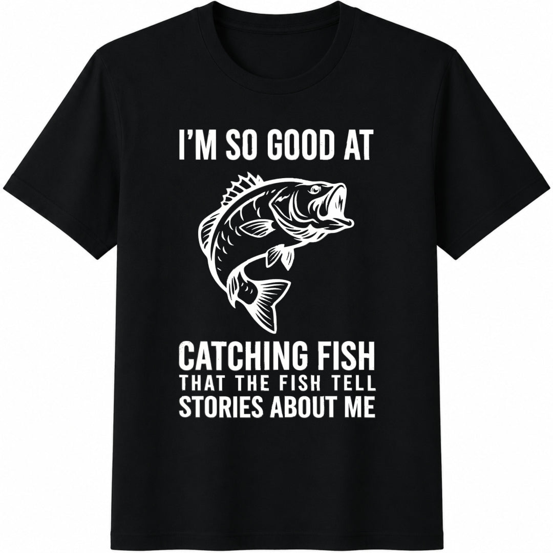 Fishing For - Funny Fisherman - Humorous Angler - Dad Bass Cotton T-Shirt - Black