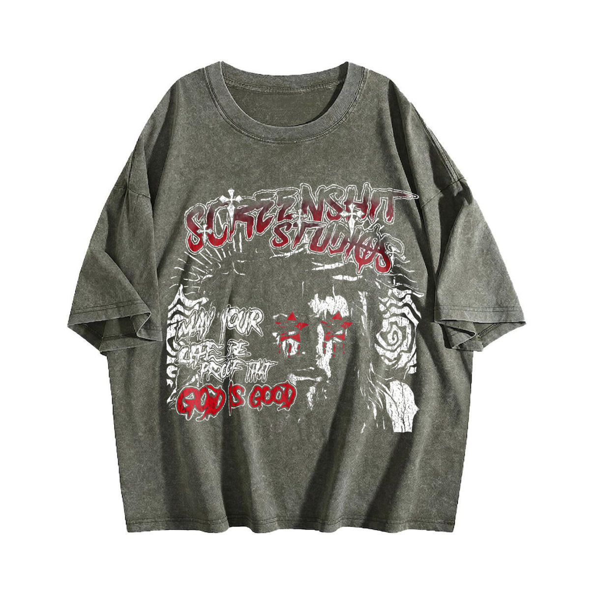 God Is Good Jesus Black Grunge Religious Vintage Washed T-Shirt - product view