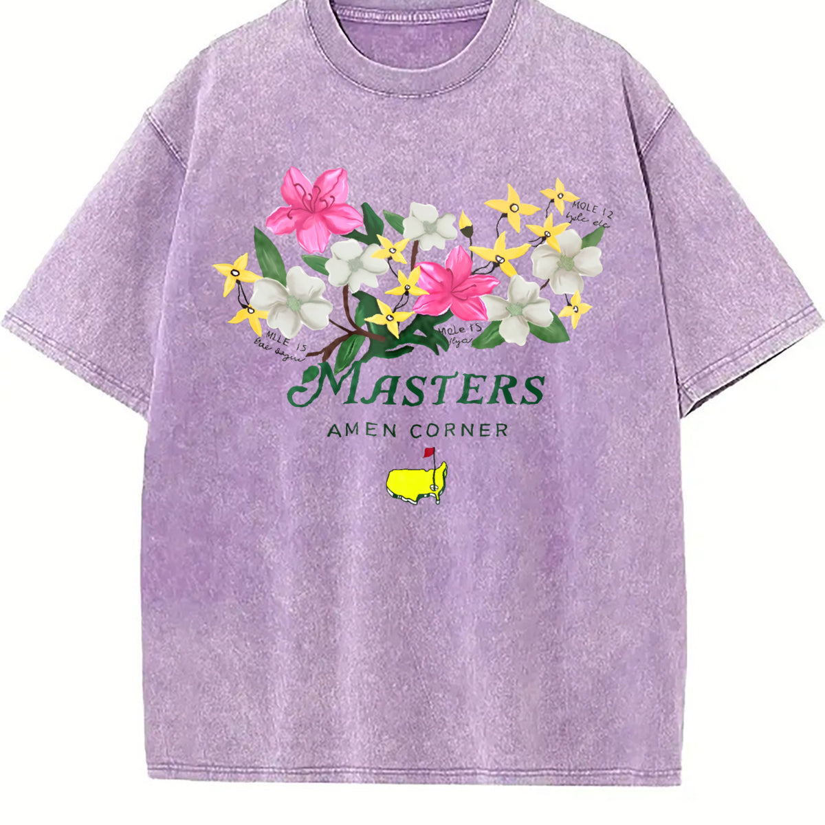 Masters Amen Corner Floral Golf Logo Muscle Vintage Washed T-Shirt - product view