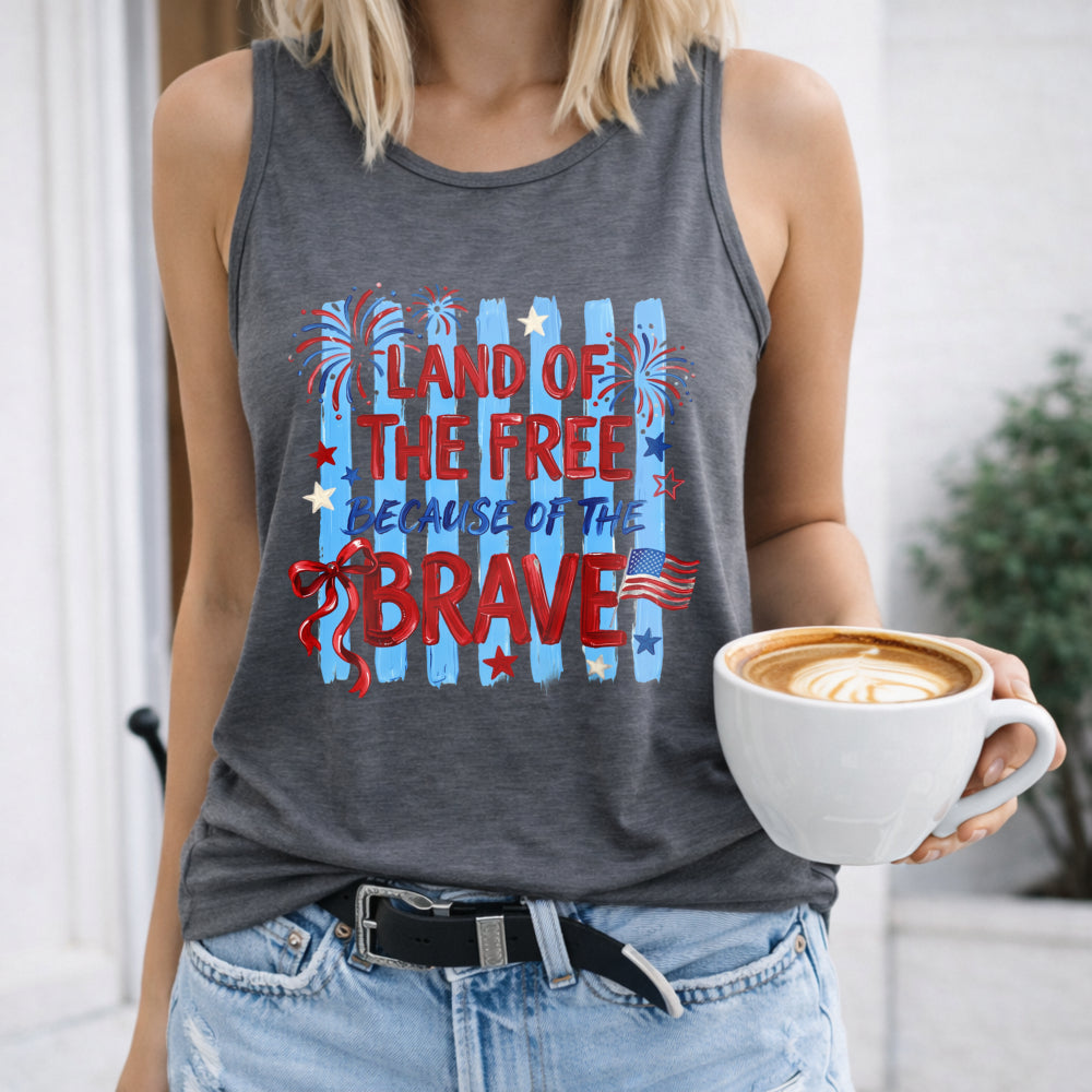 Land Of The Free Because Of The Brave - Patriotic USA Women's Tank Top - product view