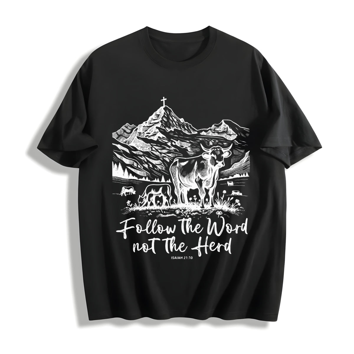 Follow the Word Not the Herd Cotton T-Shirt - Black