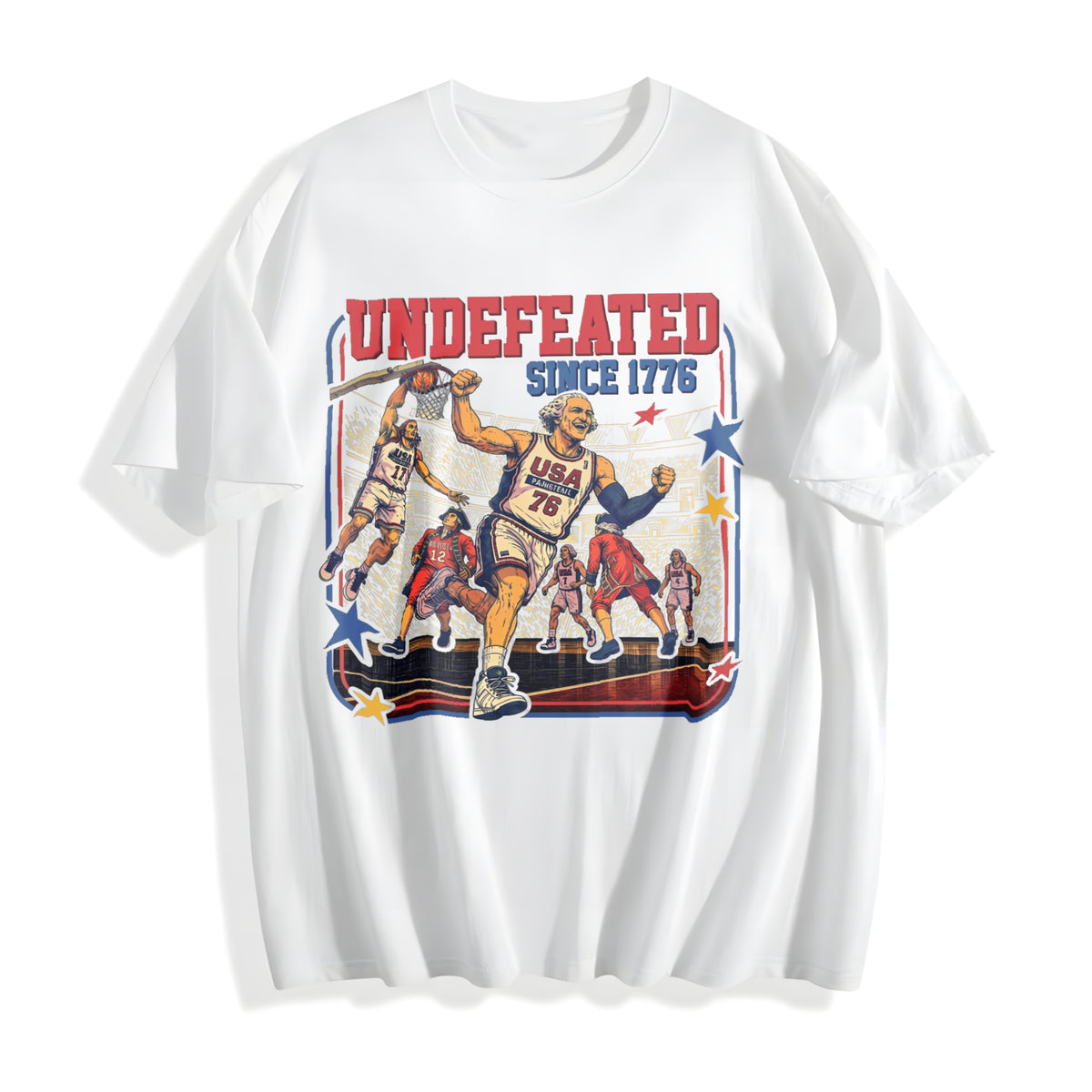 Funny Founding Fathers Basketball Cotton T-Shirt - product view