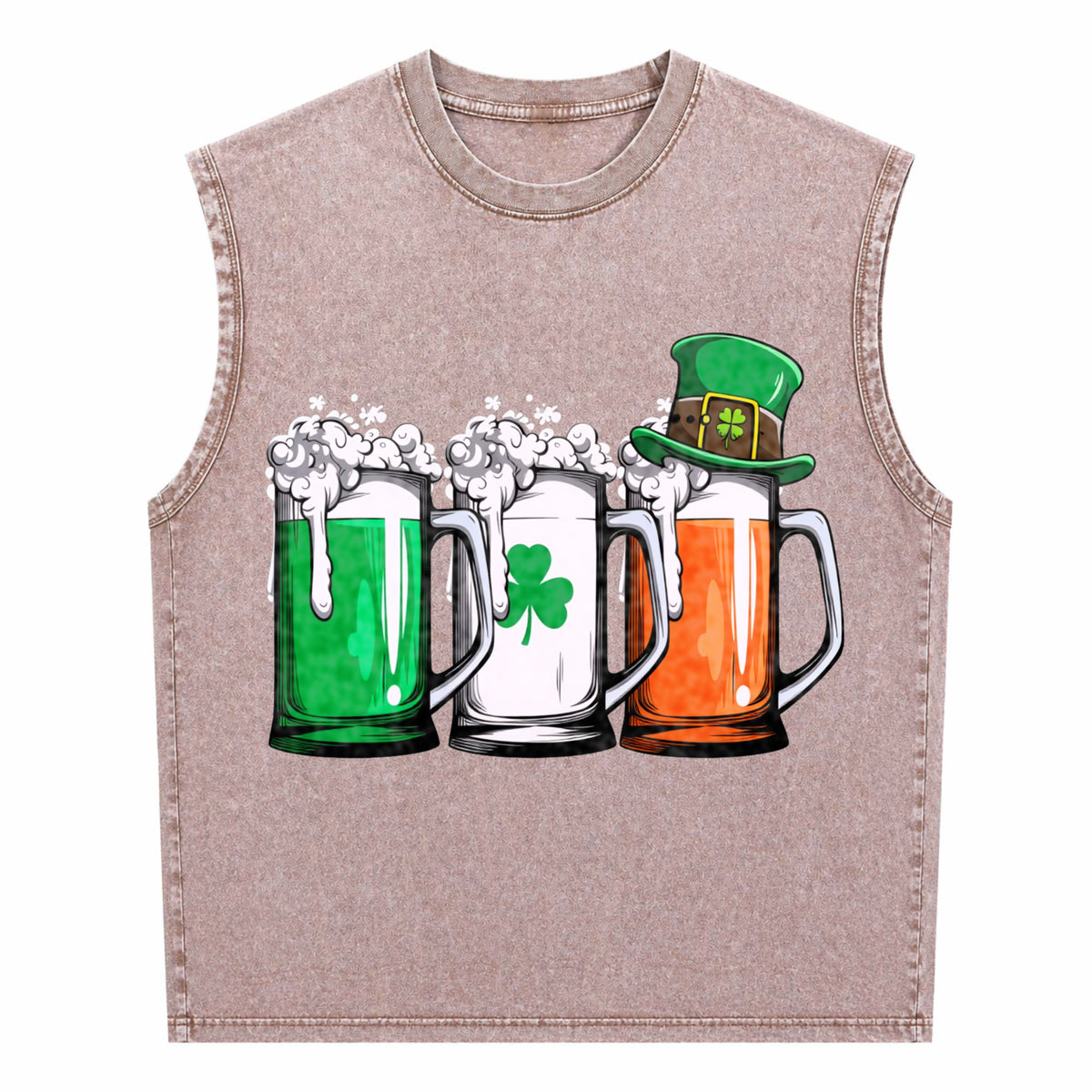 Irish Beer Ireland Flag St Patricks Day Leprechaun Small Men's Washed Tank Top - product view