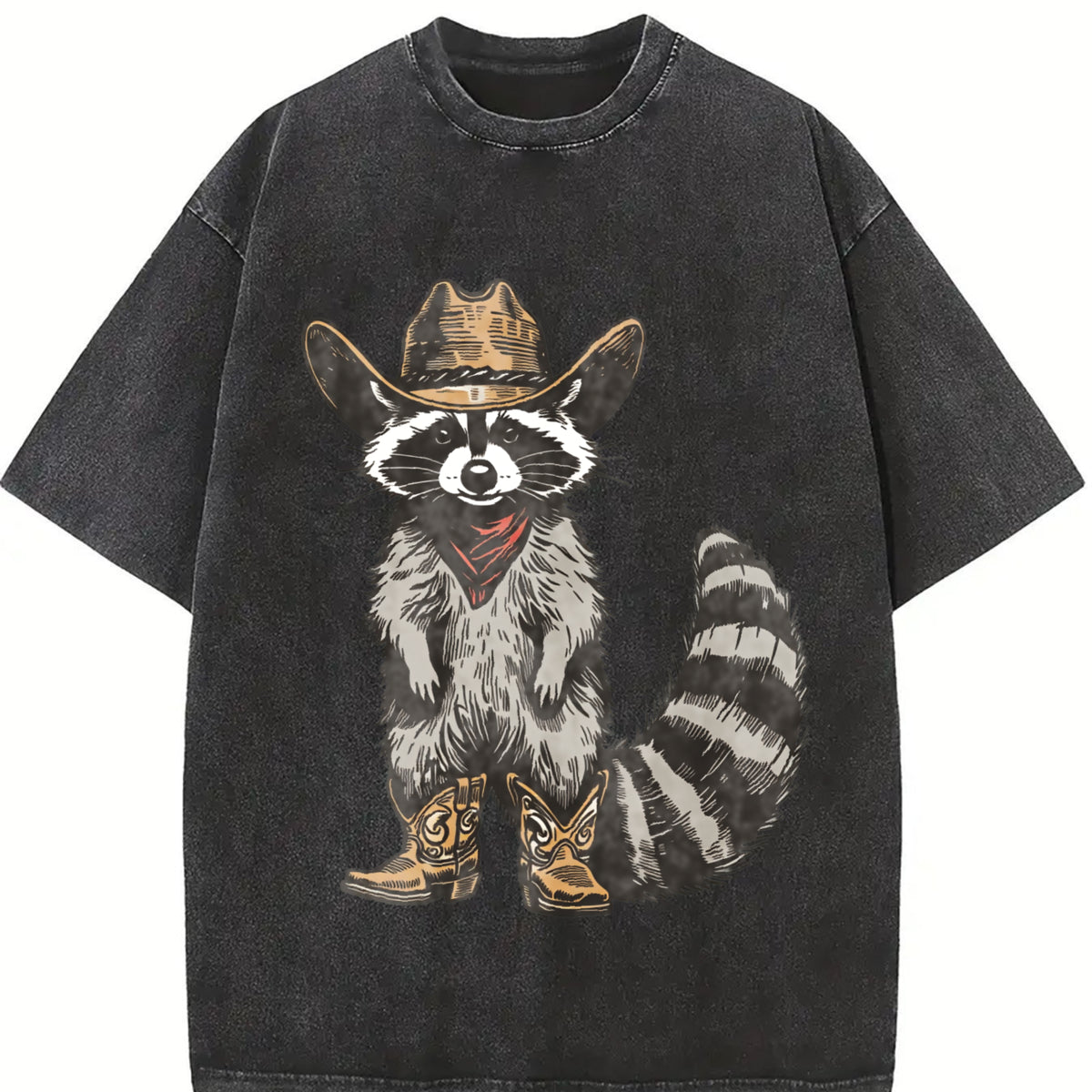 Raccoon Cowboy Vintage Washed T-Shirt - product view