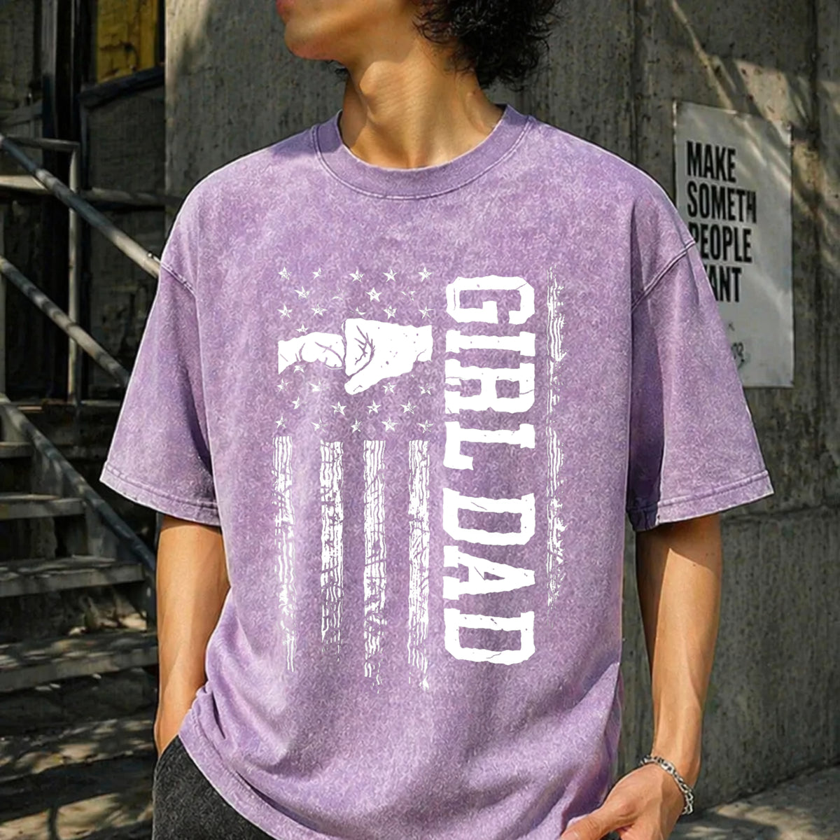 Girl Dad Vintage Washed T-Shirt - product view