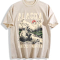 Alaska The Last Frontier Grizzly Bear 90s Vintage Washed T-Shirt - Beige