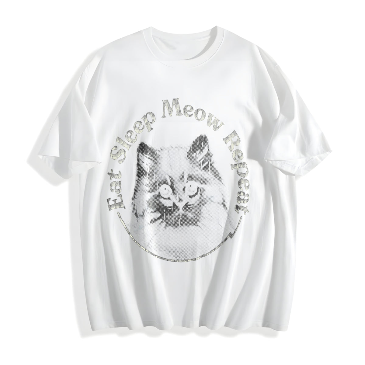 Eat Sleep Meow Repeat Funny Cute Kitten Lovers For Ladies Cotton T-Shirt - product view