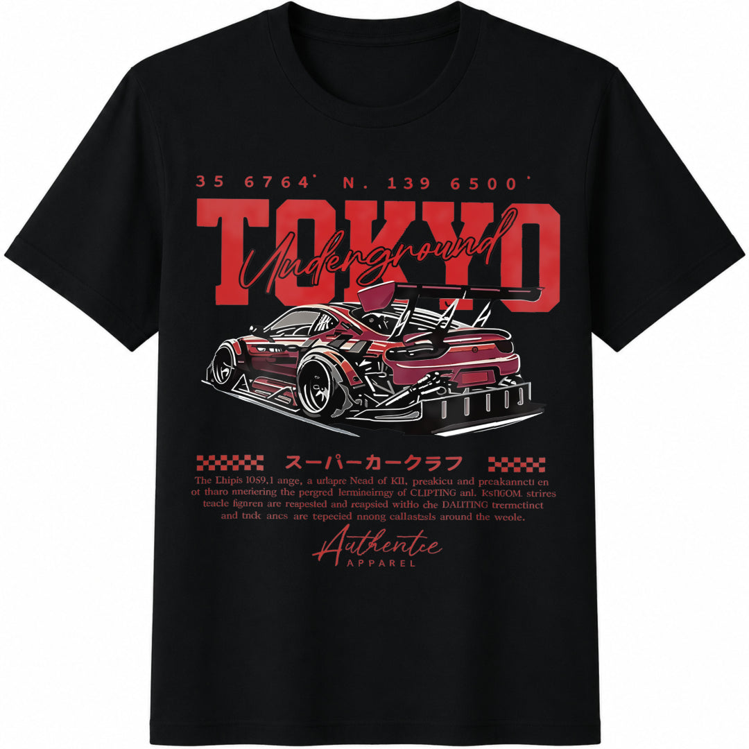 Summer New Funny Racing Car White Cotton T-Shirt - Black
