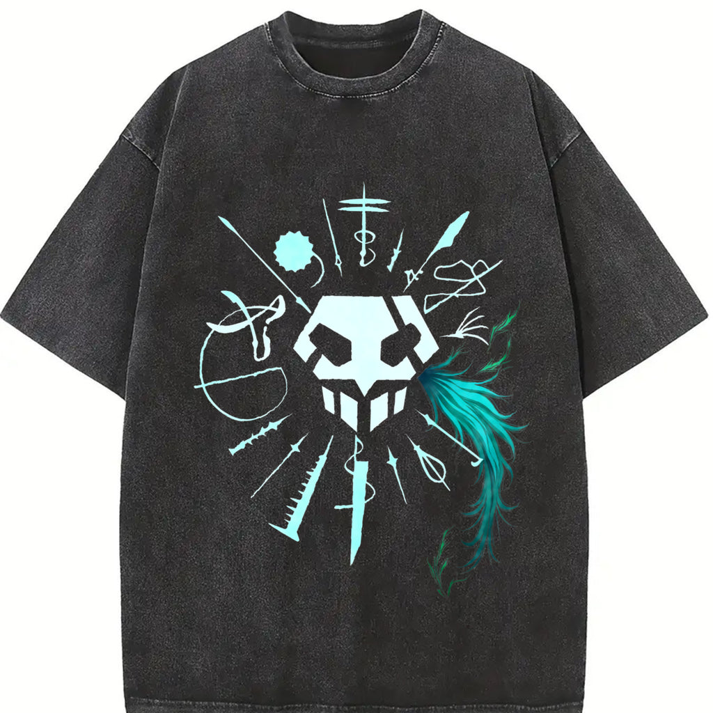 valentine shirts BLEACH Nelliel Tu Odelschwanck Printed Tee Graphic Washed T-shirt Men Cotton Tops Vintage Manga T Shirt Harajuku Casual T Shirt