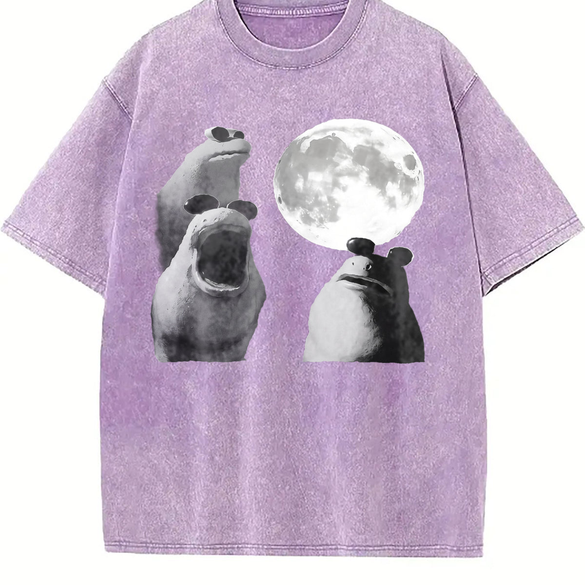 Viral Moon Frog Meme Vintage Washed T-Shirt - product view