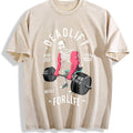 Gym Motivation Vintage Washed T-Shirt - Beige