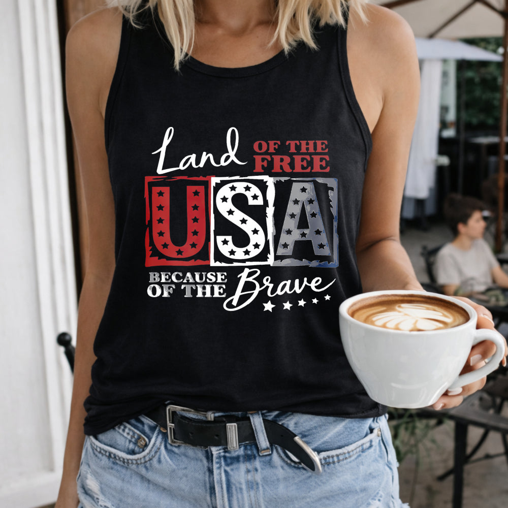 USA Land Of The Free Racerback Women's Tank Top - Black