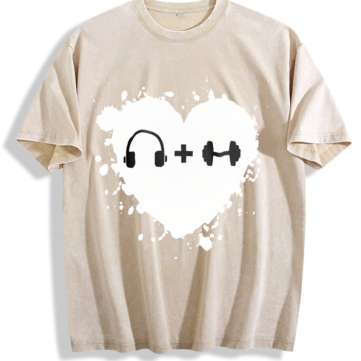 Gym Motivation Vintage Washed T-Shirt - Beige
