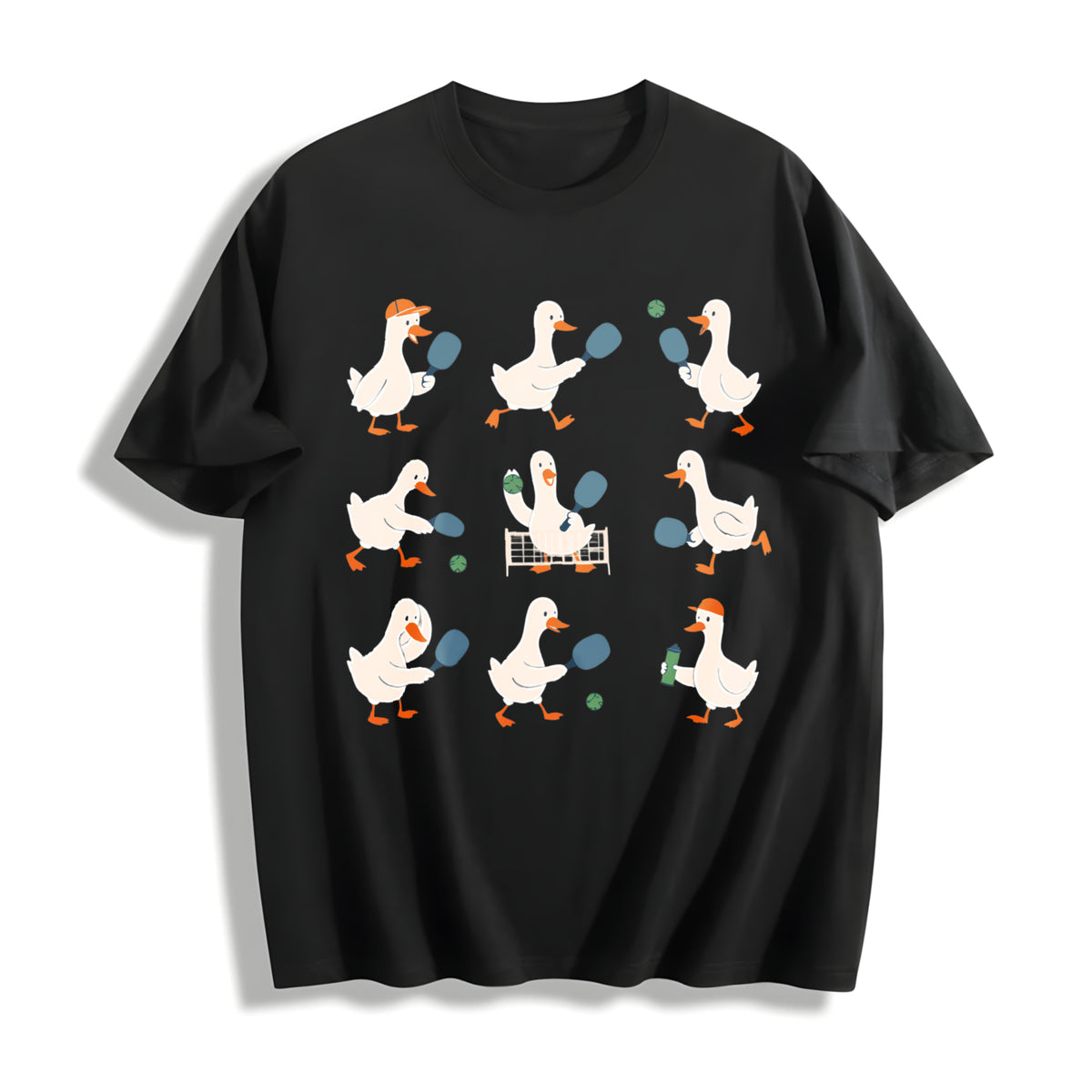Funny Goose Pickleball Cotton T-Shirt - Black