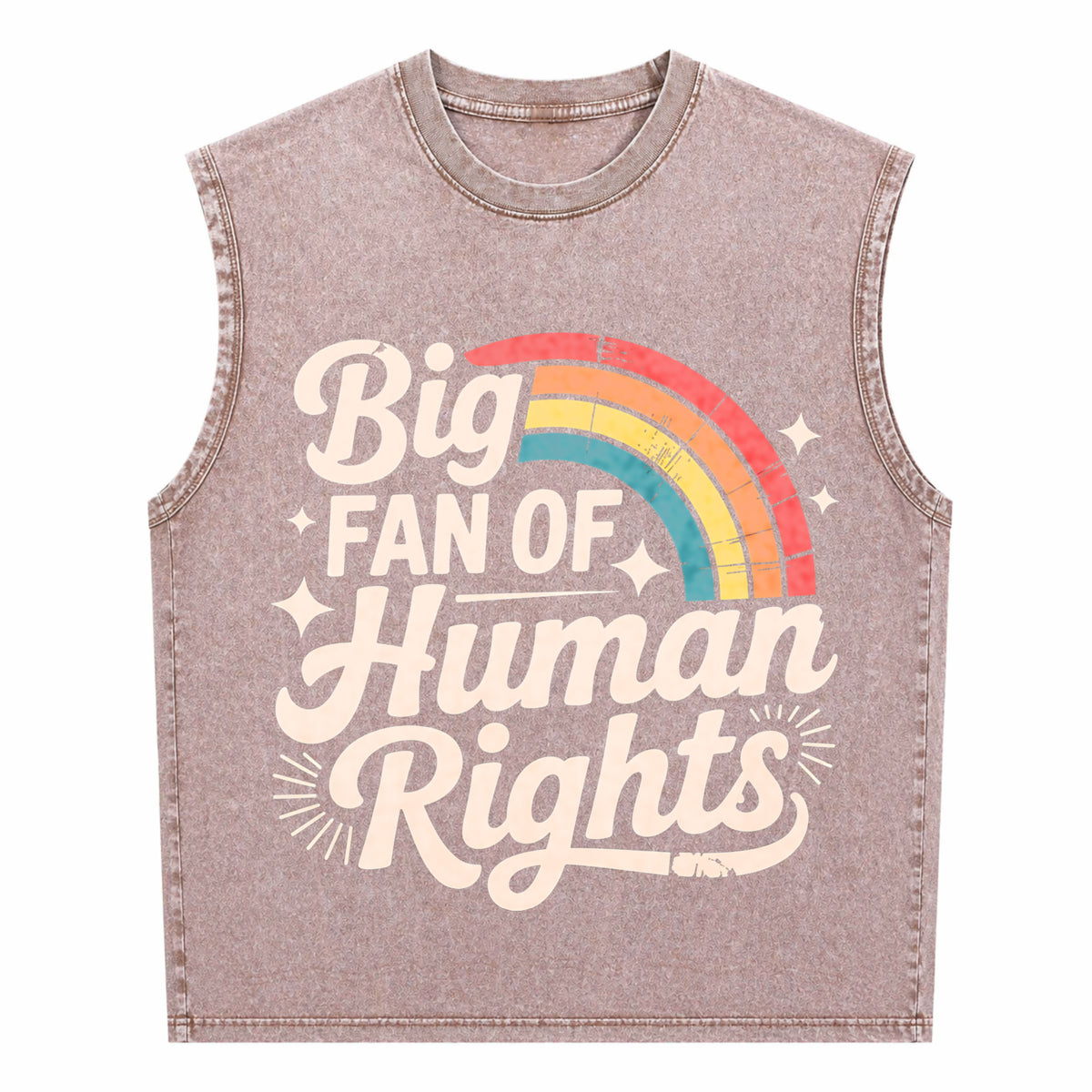 Big Fan Of Human Rights - Rainbow Men's Washed Tank Top - product view