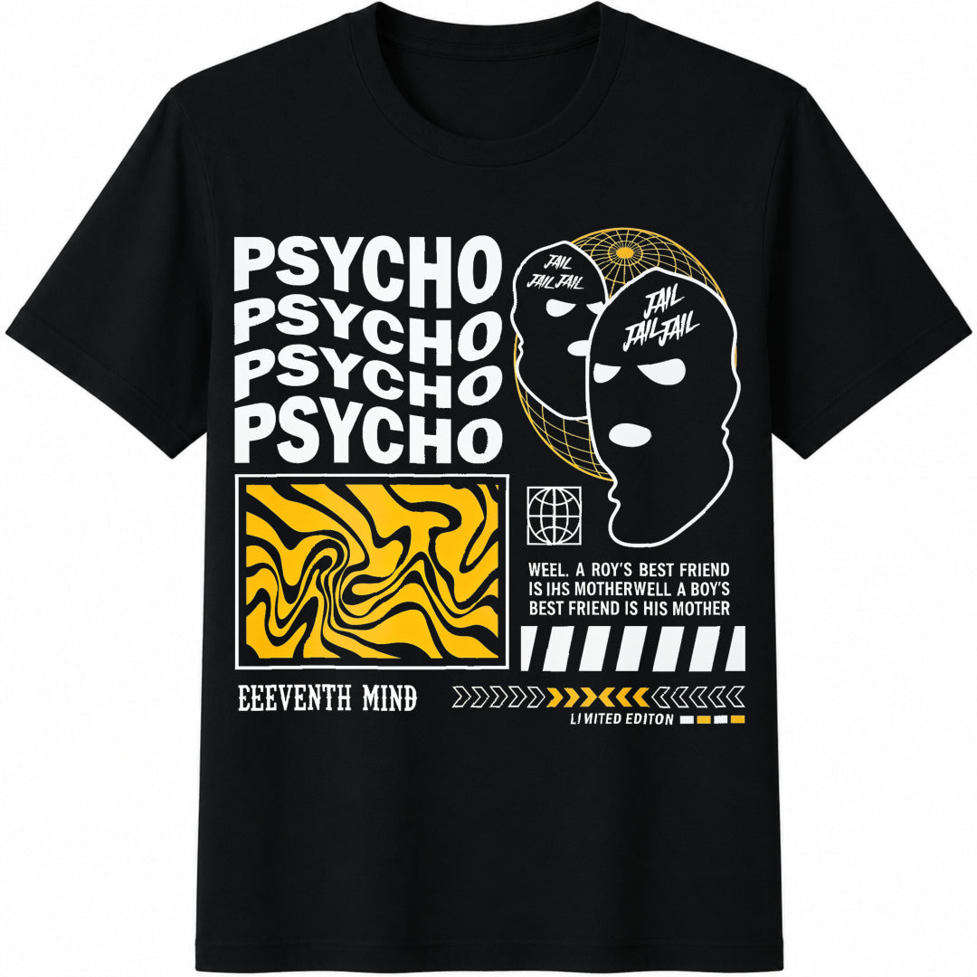 Psycho Cotton T-Shirt - Black