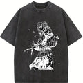 Vinland Saga x Anime – Darkcore Warrior Oversized Tee with Bold Back Art Print & Washed Streetwear Drop