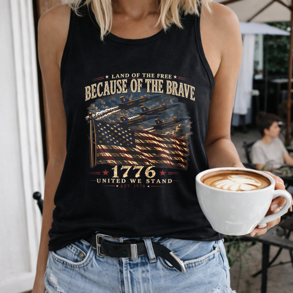 Because Of The Brave 1776 Flag Women's Tank Top - Black