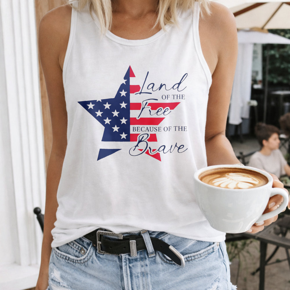 Patriotic Star Flag Land Of The Free Because Of The Brave Women's Tank Top - product view