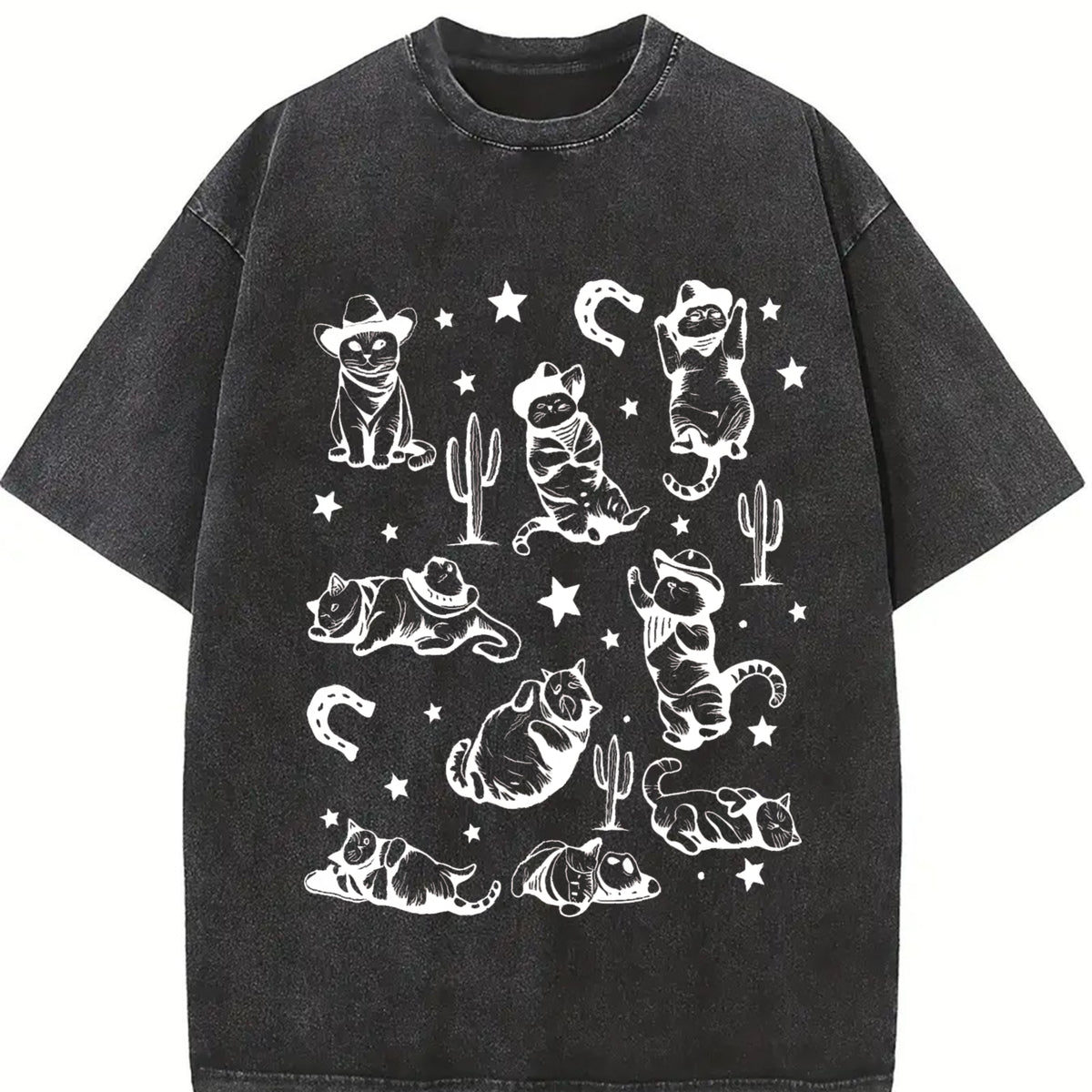 Cowboy Cats Vintage Washed T-Shirt - product view